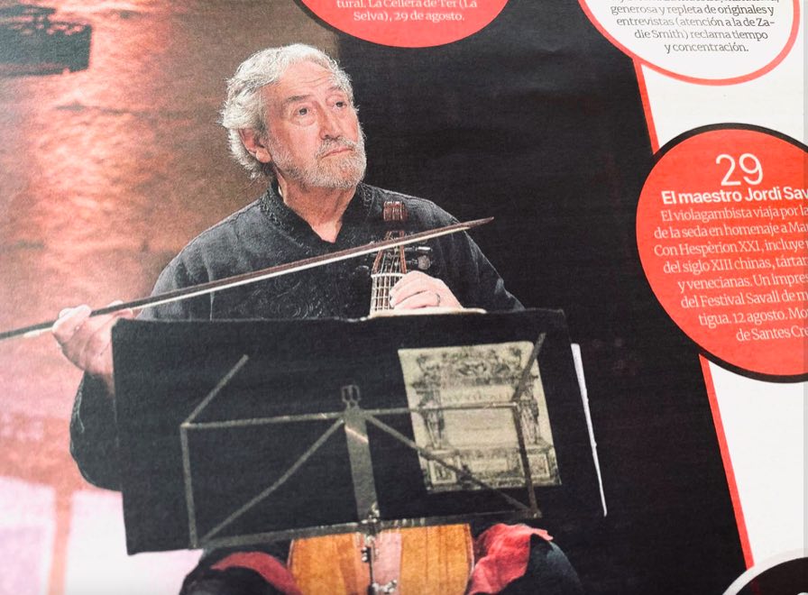 “El Periódico de Catalunya” destaca l’espectacle de Jordi Savall com un dels més interessants de l’estiu